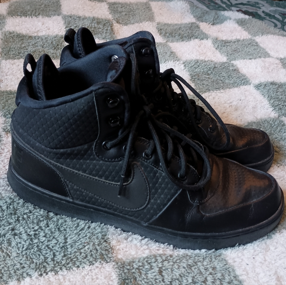 Nike Court Borough Mid Winter Triple Black‎ High Top Sneakers